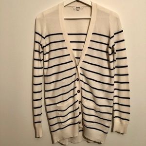 Madewell white blue striped cardigan size S